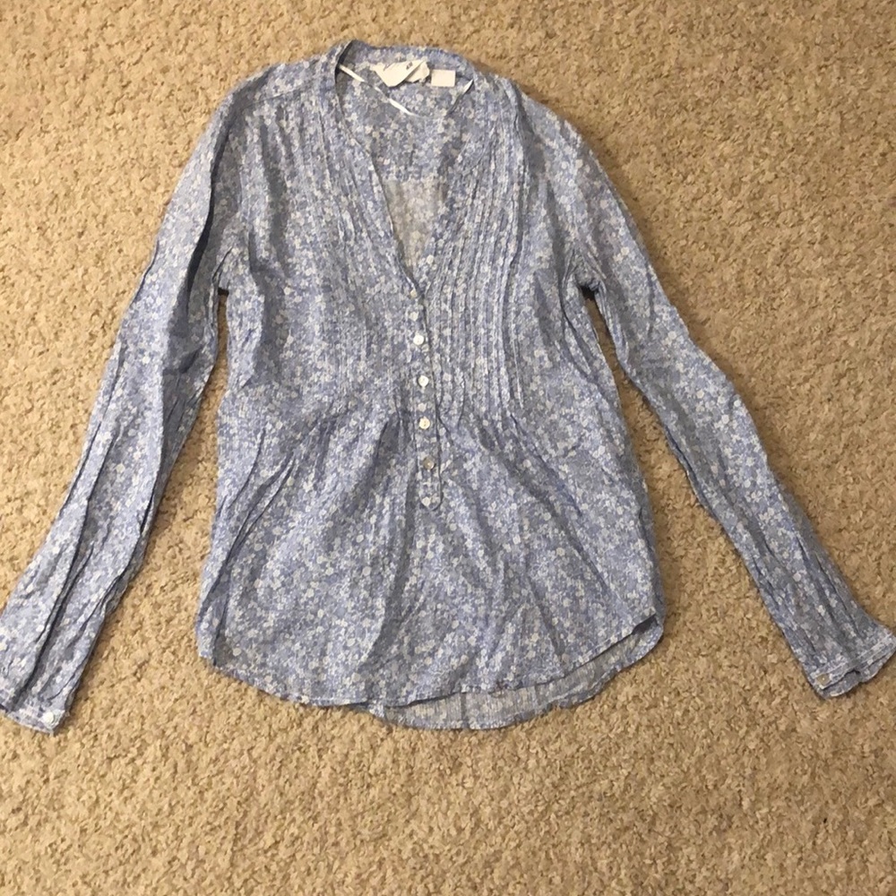 H&M white and blue floral long sleeve